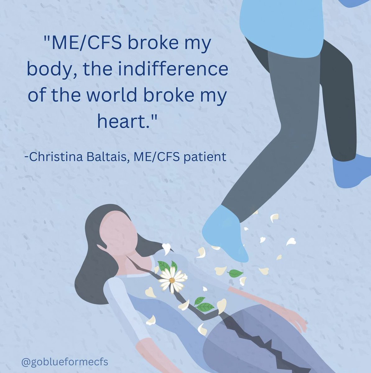 Today's the kind of day where I just point to this perfect sign by <a href="/CBaltais/">Christina Baltais 💙🩵</a> for #GoBlueForMECFS and cry for a few hours. Have you seen all the powerful infographics they've created for this year's campaign? Gotta find something blue to wear on May 12 💙.
linktr.ee/goblueformecfs…