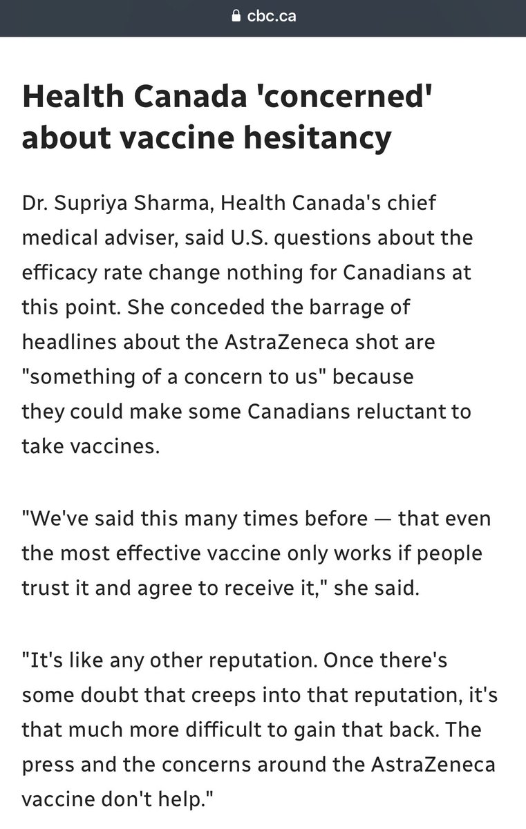 Health Canada was more concerned about AstraZeneca’s reputation than the safety of the product. If the media dared question the injection well it could result in less people taking it. These people are criminals.