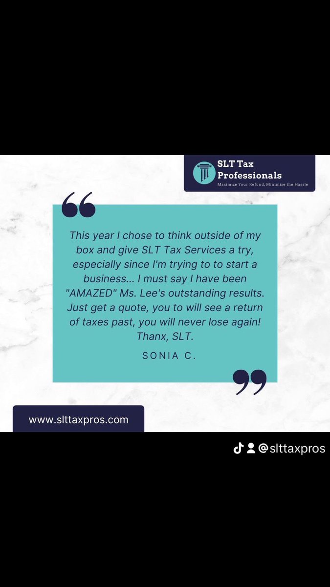 SLT TAX PROFESSIONALS

#taxpreparer #taxseason #taxplanning #taxprofessional #slttaxpros #slttaxprofessionals