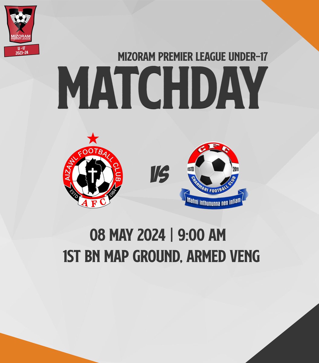 Our AFC Academy boys are up against Chanmari FC. ⏳: 9:00 AM 🏟️: 1st BN MAP Ground, Armed Veng #AizawlFC #ThePeoplesClub #WeAreAFC