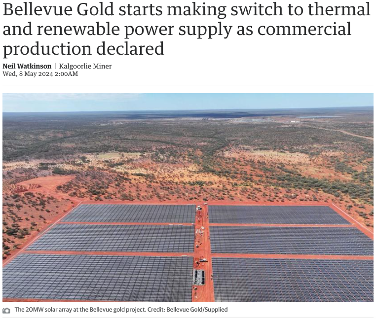 . @BellevueGold bids to become a net-zero gold producer by 2026, transitioning to thermal and renewable energy to power its northern #Goldfields operation. Read on: ow.ly/Seh750Rz6sU