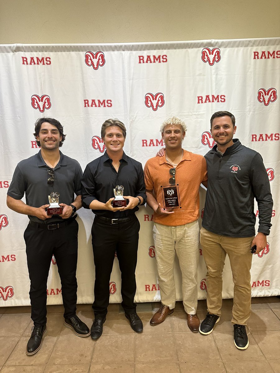 Incredible night at the inaugural Rammy Awards @fresnocity for @FCCathletics!!! Congrats to our baseball award winners Trever Jobinger, Chase Pinheiro and Fresno City College Male Athlete of the Year JP Acosta!! #RamFam #Rammys2024 #GoRams 🐏⚾️