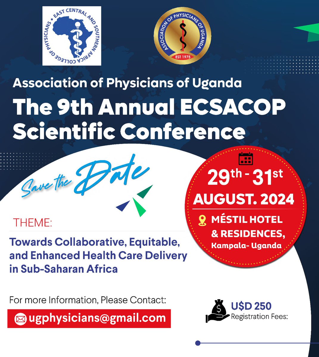 🔥 The 9th Annual Conference for ECSACOP will be hosted in Uganda by @UgandaPhysician 🔥 👉 Save the date 👉 Book early for good rates 👉 Send in your abstract @LydiaNakiyingi @DrOribaDan @graekan