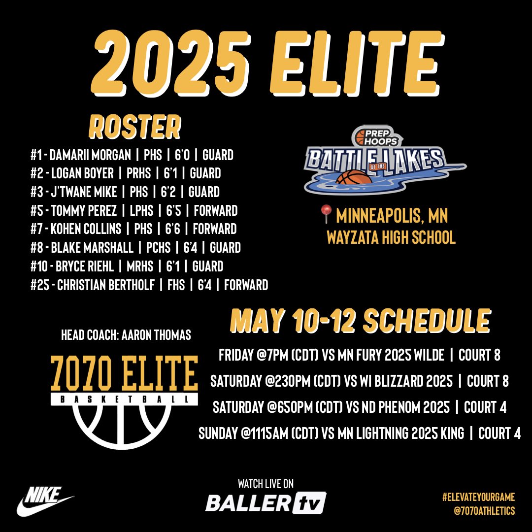 Our 2025 Elite Roster & Schedule for the @PHCircuit #PHBattleAtTheLakes‼️

HC: @CoachThomas_11 

#ElevateYourGame | #WeComin | #LoyalToTheSprings