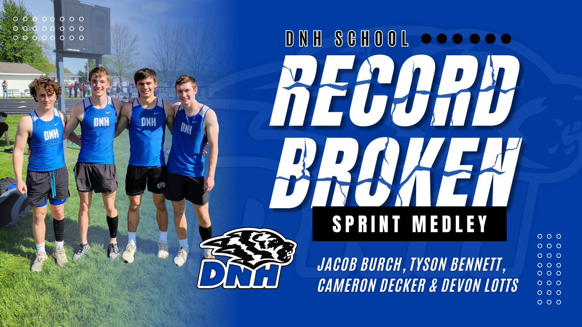 Monday night, our DNH Wolverines showed their strength & speed! Cameron Decker set a 200-meter record with a time of 22.16, while our Sprint Medley team of Jacob Burch, Tyson Bennett, Cameron Decker & Devon Lotts clocked in at 1:34.35. 🏃‍♂️👏 Congrats! #rollblue #GrowingTogether