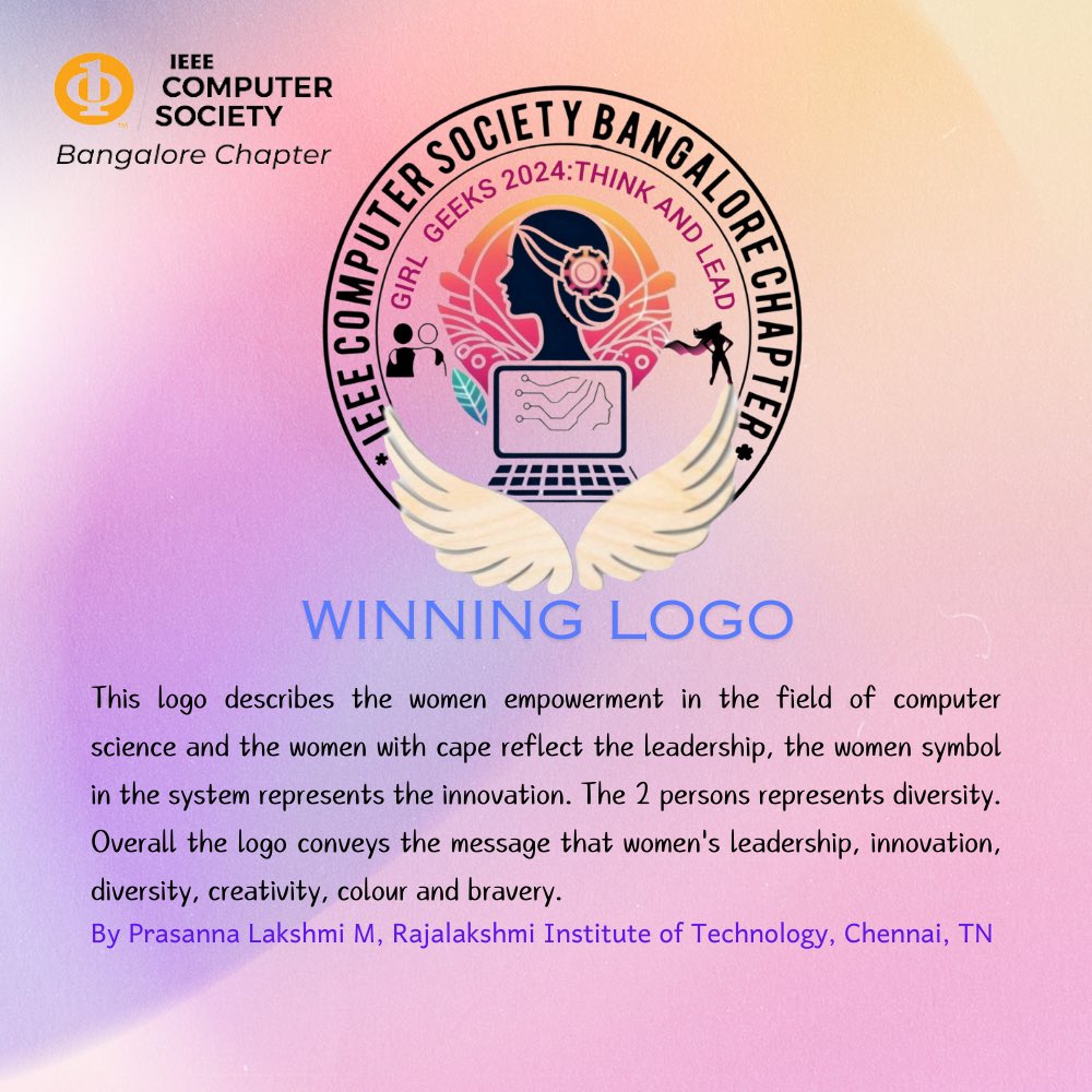ieeecsbc's tweet image. After much deliberation, we are delighted to announce the victor of our esteemed Girl Geeks Hack 2024 Logo Design Competition. Join us in applauding the exceptional talent and creativity showcased by our winner.