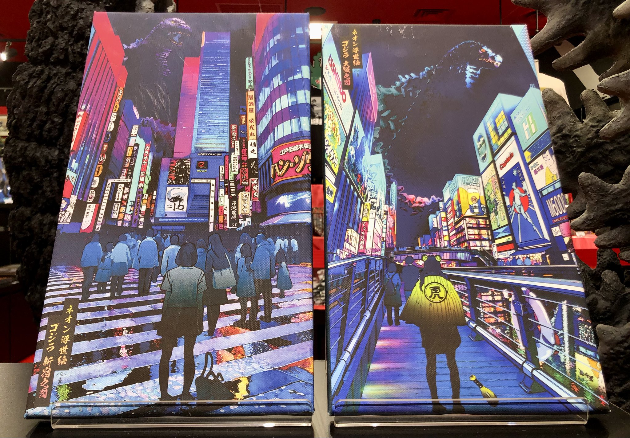 ネオン浮世絵「ゴジラ 大阪之図」ファブリックボード ゴジラ