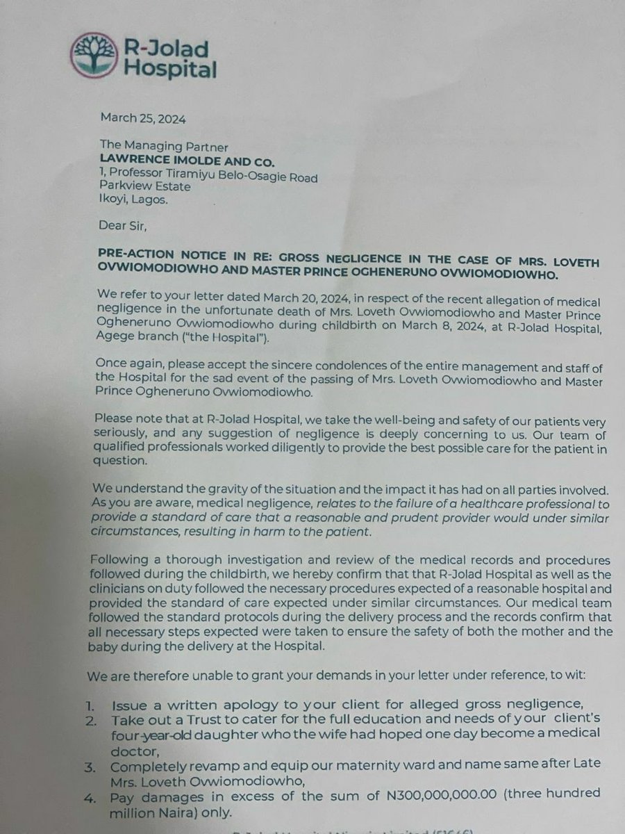 Copied: Am Prince Tega O,.am a  Registered Nurse Anaesthetist, have been in despair, unimaginable trauma, pains and unending sorrow since 8th of March 2024 following the gruesome murder of my precious wife and innocent son at RJOLAD HOSPITAL!