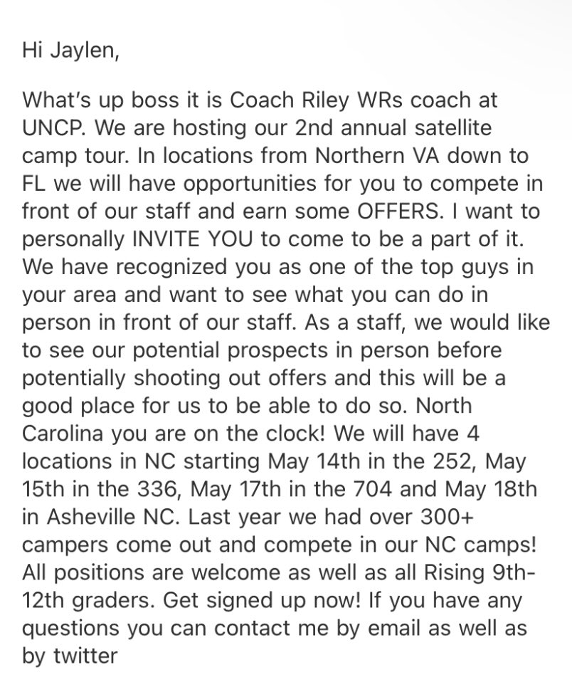 Jaylen_Fuqua's tweet photo. Thanks for the invite @CoachJRiley_ 
@NCSRecruiting @_Elite3 @RileyElite3 https://t.co/um1hgHApu3