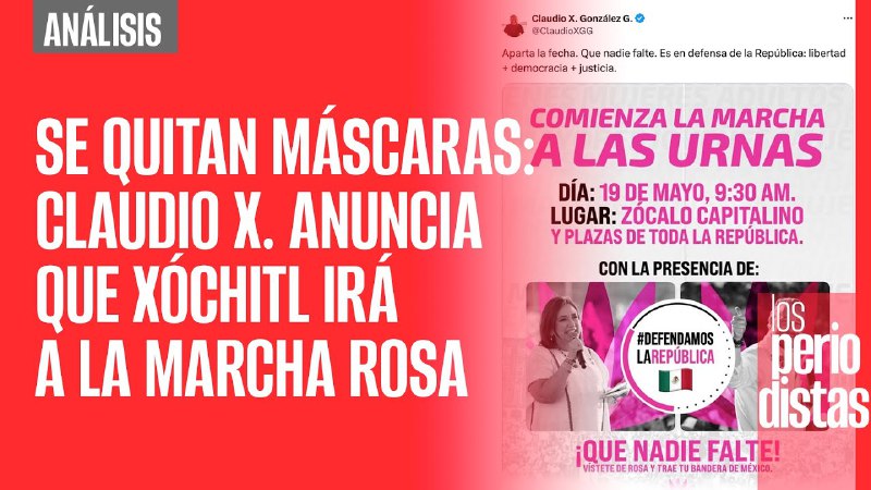 #Análisis ¬ Se quitan máscaras: Claudio X. anuncia que Xóchitl irá a la marcha rosa @alvaro_delgado y @paezvarela analizan el anuncio que hizo el empresario Claudio X. González sobre que Xóchitl Gálvez y Santiago Taboada asistirán a la movilización... youtu.be/v0lcJN_Vvck