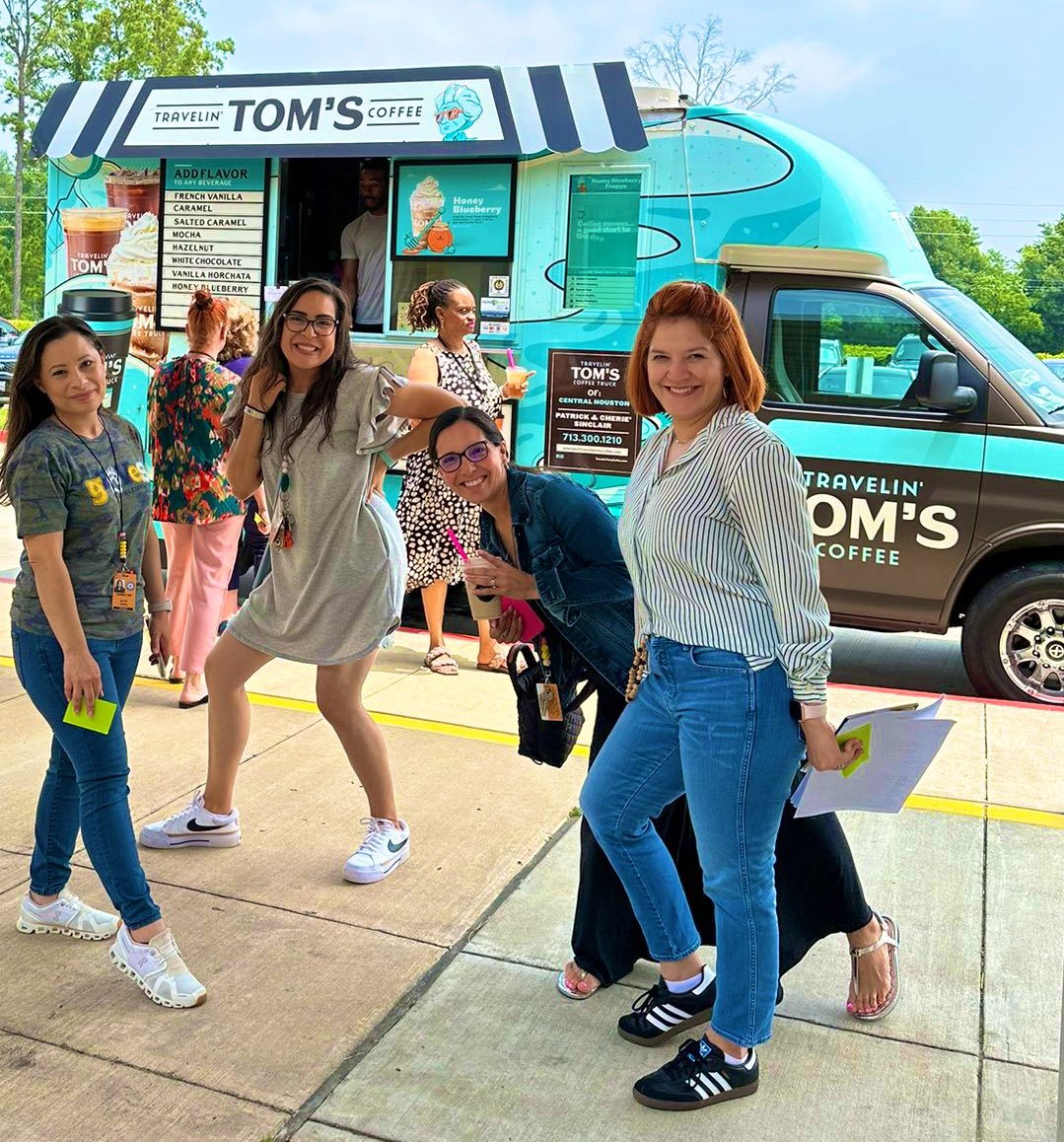 HumbleISD_GE's tweet photo. We’re FROZEN❄️ w/ excitement for Day 2 of the Disney themed Teacher Appreciation Week! @travelin_toms coffee &amp; yummy donuts were a hit. @GrovesPto thanks for keeping the happiness coming!✨@HUMBLEISD @Christy_Erb @StephanieRDavi1 https://t.co/qxff5iSDiz