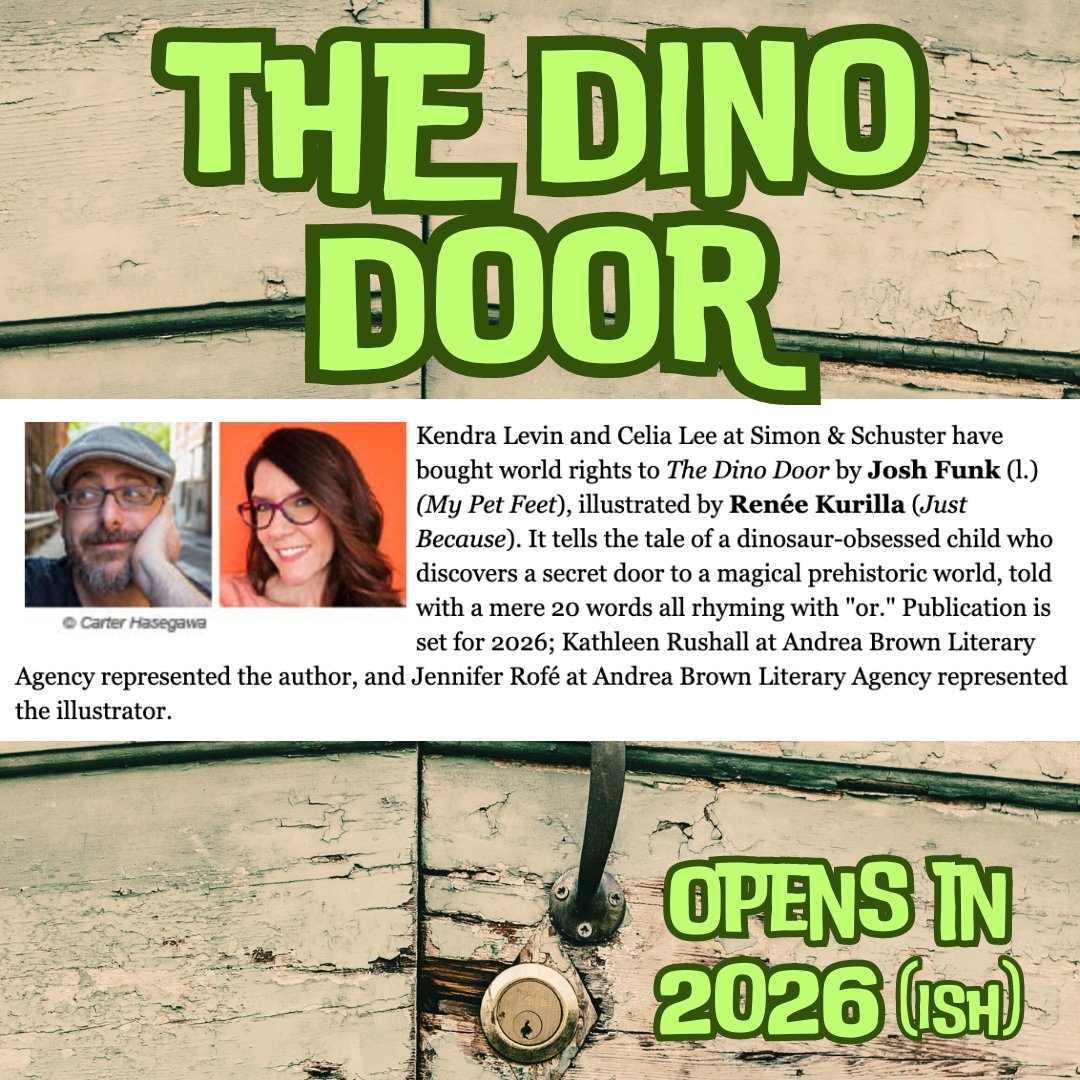 ENORMOUS News! @reneekurilla and I are making a book! It's called THE DINO DOOR, out in 2026! I've been dreaming of collaborating with Renée since I started writing! So excited! (and you can even mark it 'To Read' on Goodreads right now) @SimonKIDS @simonschuster