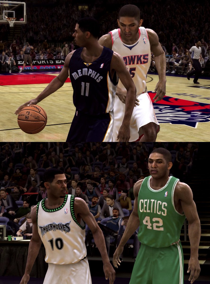 Al Horford and Mike Conley Jr. are the longest-tenured players left standing in the 2024 #NBAPlayoffs . 17 years apart in NBA Live 08.