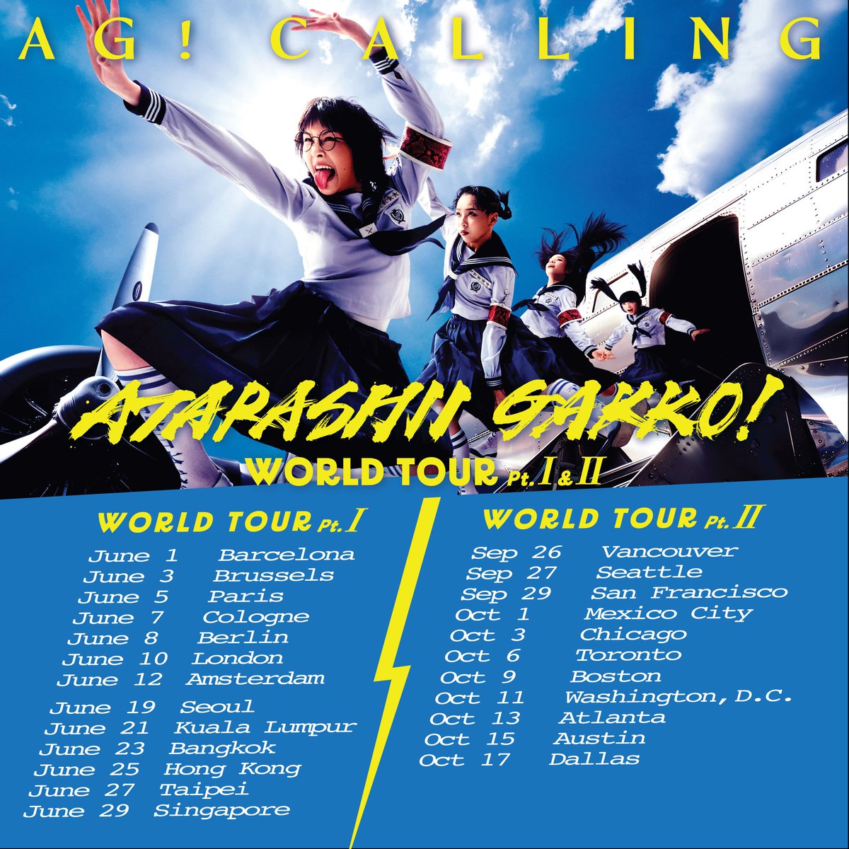ATARASHII GAKKO announces the part II to their world tour including several locations throughout the US @japanleaders #新しい学校のリーダーズ