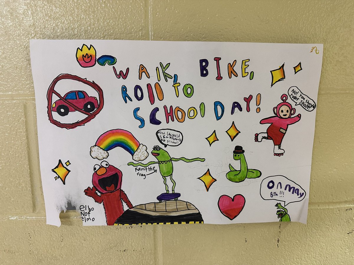 One of our favorite parts of celebrating National Walk, Bike and Roll to School Day is seeing the hallways of Mount Rainier Elementary decorated with posters designed by our students. Less than 8 hours to go until tomorrow’s event…