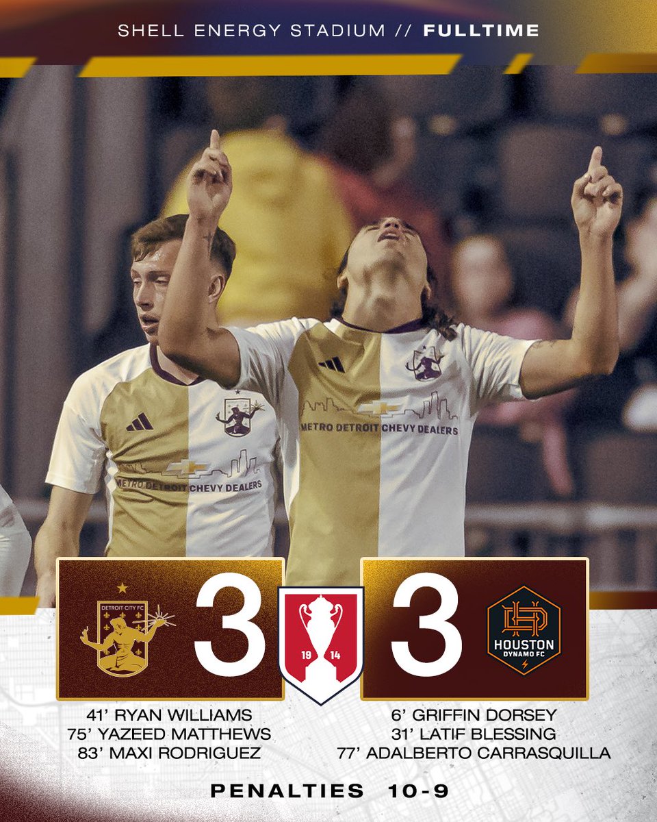 Detroit City FC (@detroitcityfc) on Twitter photo A resilient, gutsy, and historic evening in Houston sends us into the Round of 16 of the <a href="/opencup/">U.S. Open Cup</a> for the first time in club history!
#DCTID A resilient, gutsy, and historic evening in Houston sends us into the Round of 16 of the <a href="/opencup/">U.S. Open Cup</a> for the first time in club history!
#DCTID