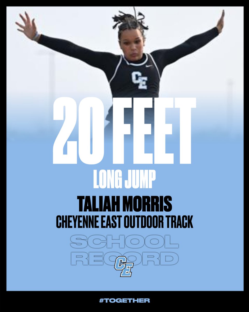 CheyEast's tweet image. Huge shout out to Taliah for breaking her own school record and going 20 feet in the long jump this past weekend!  Great job Taliah! 🩵🤍🖤