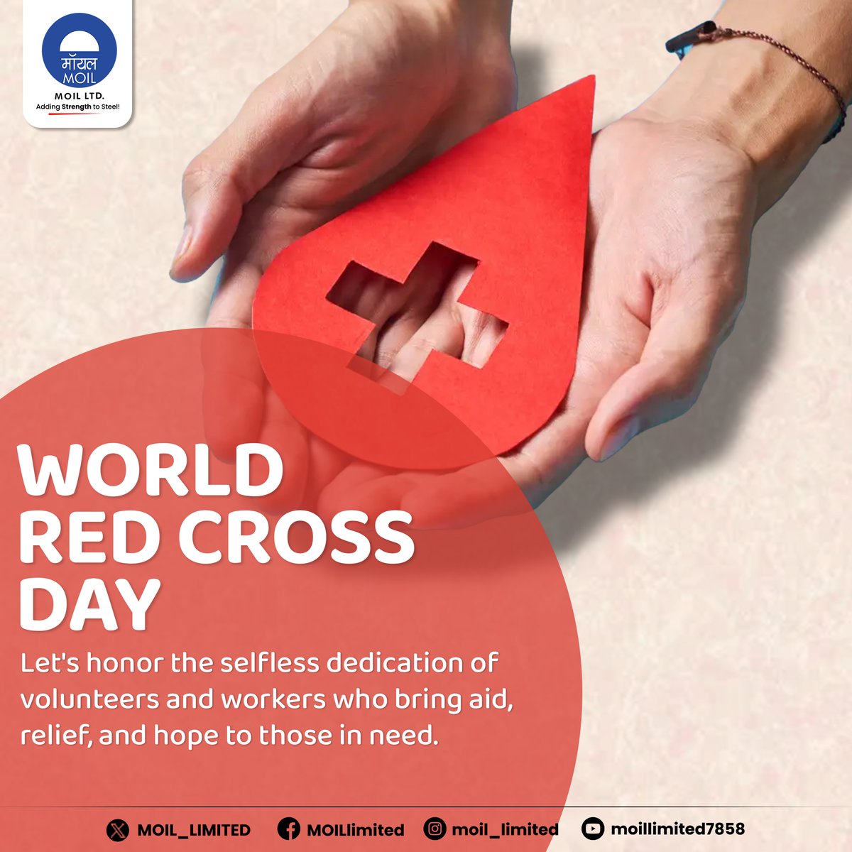On World Red Cross Day, MOIL honors those who offer hope and help to humanity. 

#MOIL #HarEkKaamDeshKeNaam #RedCrossDay #HumanityInAction