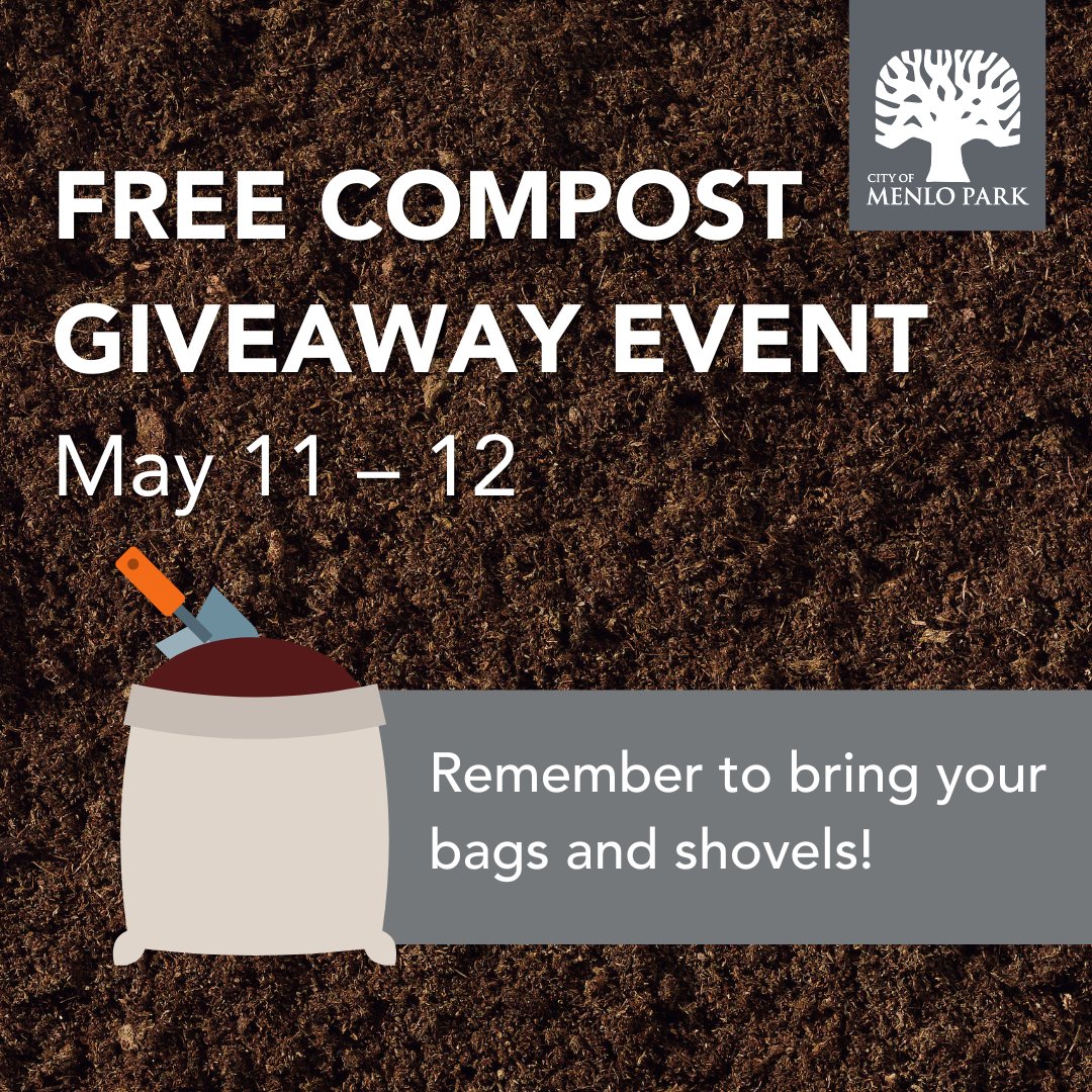 🌷Does your soil need more nutrients to create a lavish garden? You’re in luck! May 11 – 12, residents can pick up FREE compost from 8 a.m. until supplies last at the Burgess Park parking lot at the corner of Alma Street and Burgess Drive. Learn more: bit.ly/3wvM4He