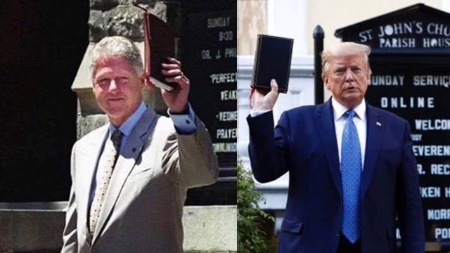 Remember all the outrage when Bill Clinton held up the same Bible, at the same Church? 🤔 Me either. They persecuted Donald Trump unfairly back then & haven’t stopped. Trump shouldn’t be the one on trial. It’s time to turn the tables!!!!👊