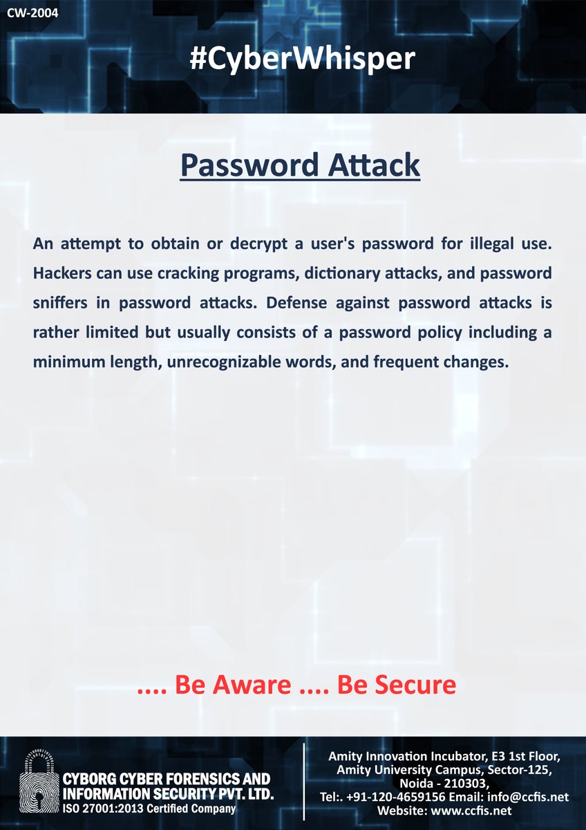 jssodhi's tweet photo. #CyberWhisper #CyberSecurity #PasswordAttack https://t.co/nL2eUED7r4