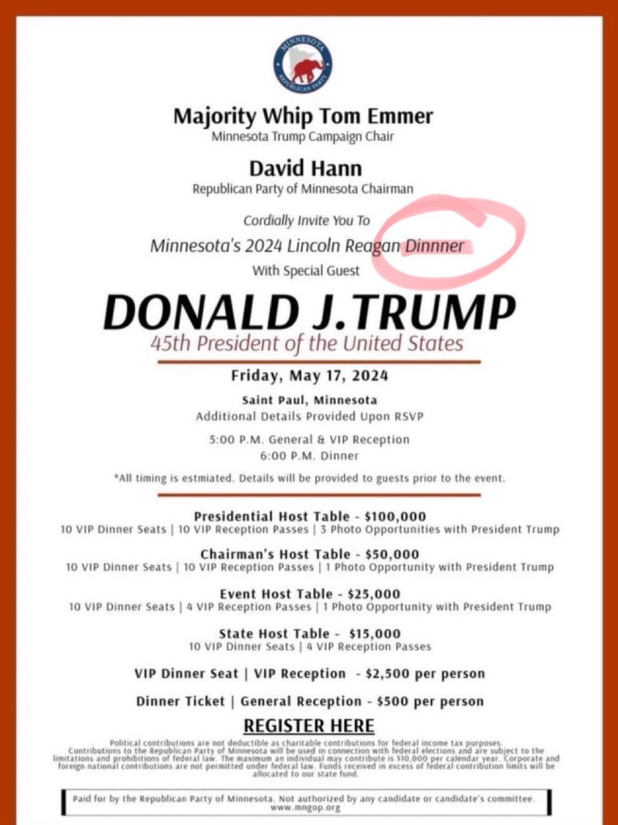 Can you imagine paying $15,000 and not getting a photo? How many people do you suppose missed seeing the error? @mngop @realDonaldTrump @GOPMajorityWhip