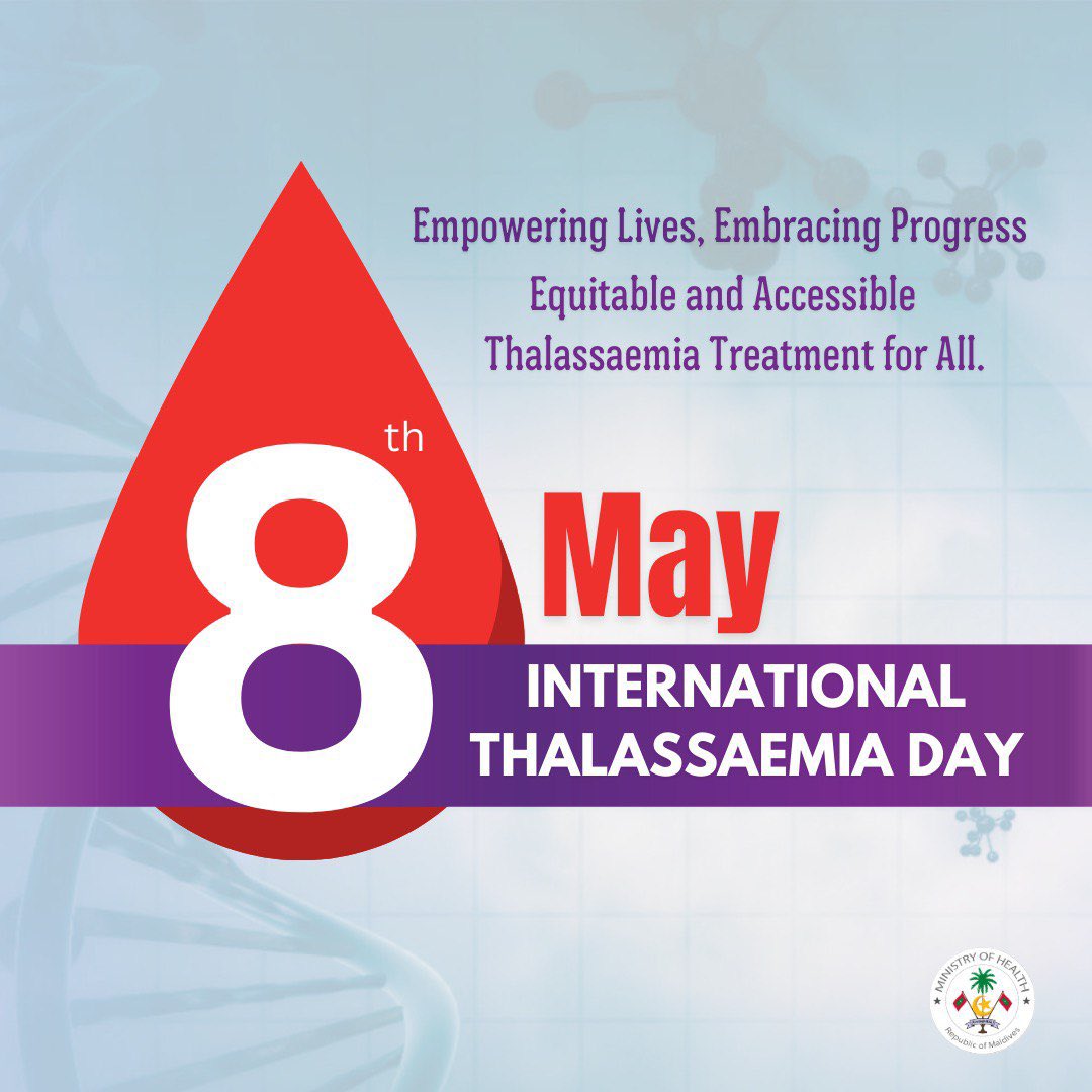 Today, on International Thalassemia Day, we reaffirm our commitment to equitable and accessible treatment for all affected by Thalassemia. Together, as we continue our journey towards prevention, control, and management. 
#ThalassemiaDay2024 #ThalassemiaAwareness #HealthEquality