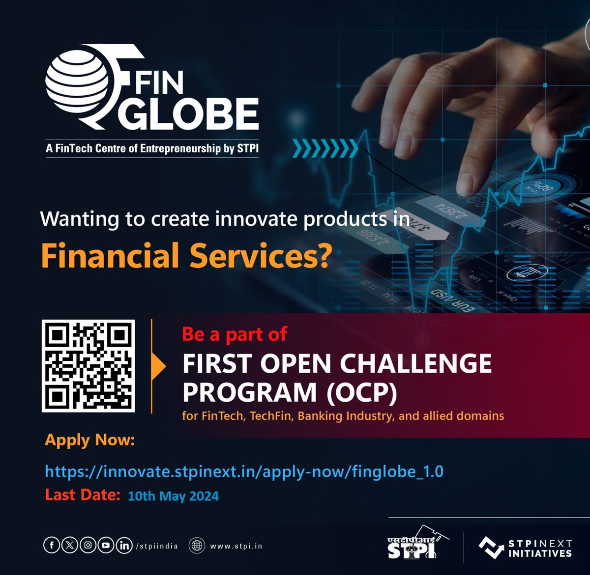 Only 2 days left!⏳ 

Send your application for the First Open Challenge Program of FinGlobe CoE before 10 May 2024.

Apply Now: innovate.stpinext.in/about-us/fingl…

Discover more: finglobe.stpi.in

#STPIINDIA #StartupIndia @arvindtw