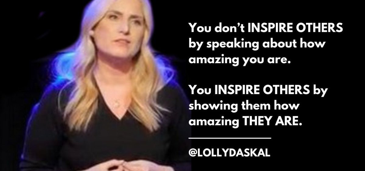You don’t INSPIRE OTHERS by speaking about how amazing you are. You INSPIRE OTHERS by showing them how amazing THEY ARE. ~@LollyDaskal bit.ly/3AlMy0Y #Leadership #Management #TEDTALK #Tedx #Speaker
