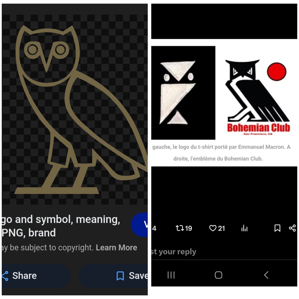 @yzyupdates The famous satanic Owl in the Elites Bohemian Club & Drakes logo ..... interesting choice don't you think 

Club of human sacrifice 
Club of the wealthy 
Cancel the Owl !