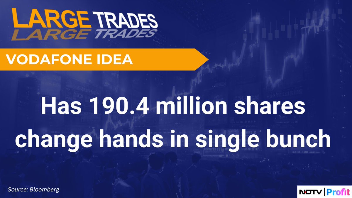 #VodafoneIdea has 190.4 million shares change hands in single bunch. #NDTVProfitStocks 

For the latest #stockmarket updates: bit.ly/44uA45z