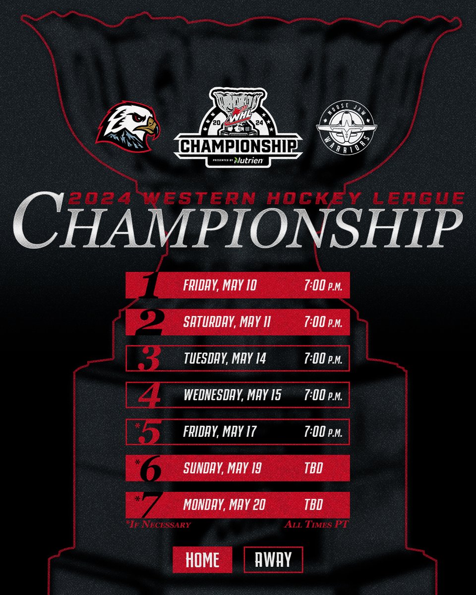 The final battle begins at our place!

The 2024 #WHLChampionship series opens this Friday and Saturday at the VMC as the Winterhawks take on the Moose Jaw Warriors.

TICKETS » pdxhwk.us/tickets
DETAILS » pdxhwk.us/24WHLChampSche…