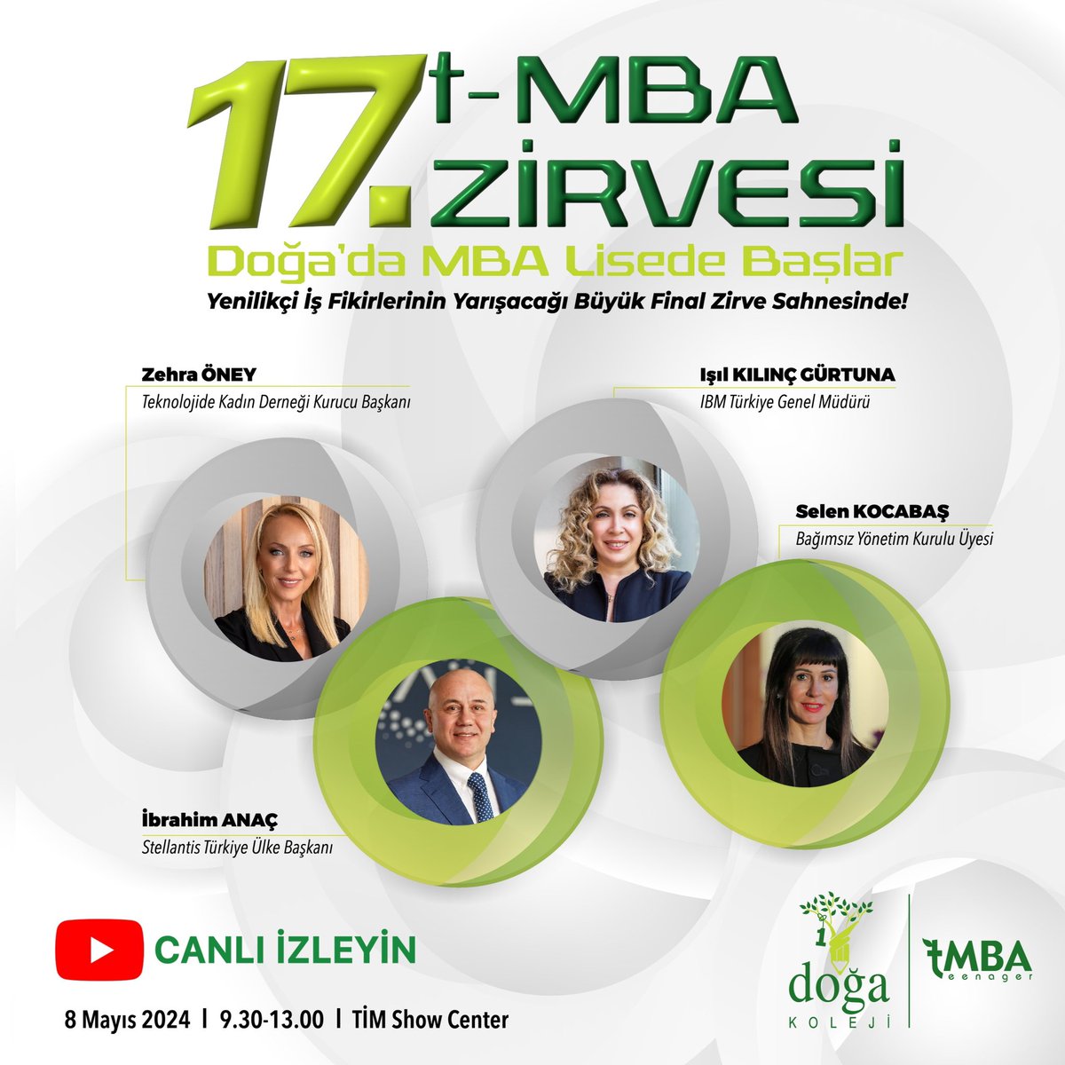 Doğa Koleji olarak bu yıl 17’ncisini düzenlediğimiz #tMBAZirvesi iş dünyasından önemli isimlerin katılımıyla bugün TİM Show Center’da❗️#DoğadatMBA
Canlı izlemek için; m.youtube.com/watch?v=QQ38O1…