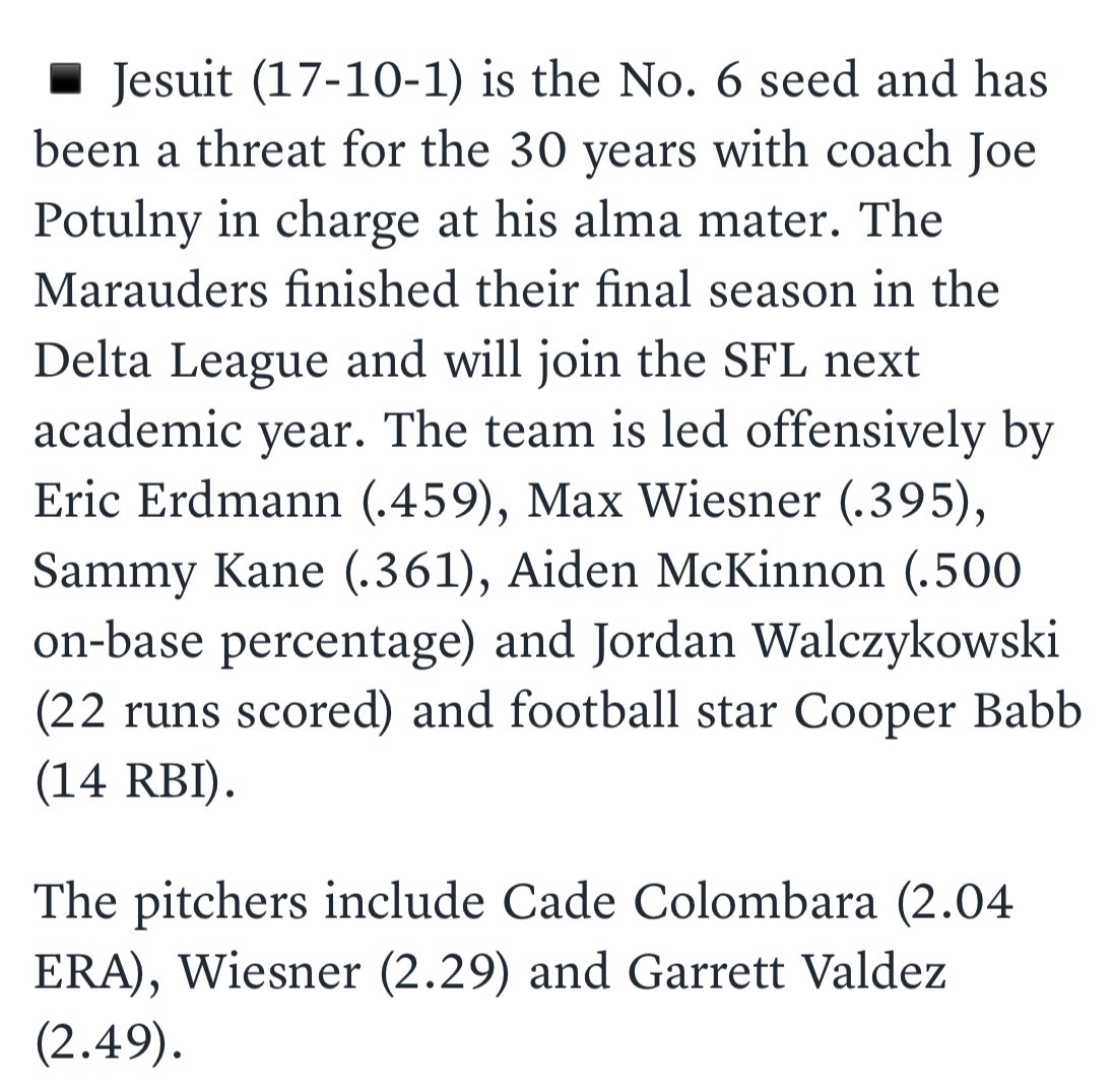 <a href="/SacBee_JoeD/">Joe Davidson</a> “football star” <a href="/CoopBabb2024/">Cooper Babb</a> hit a bomb today that hasn’t come down yet!  Great job to all our baseball brothers, and Coach P is a legend Lets go on Thursday! <a href="/BaseballJesuit/">Jesuit Baseball</a> #gobigred
