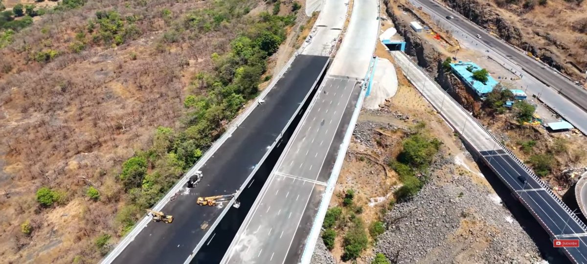 May Update on Mumbai Pune Expressway Missing link, 13.3 K.M, 5+5 lane consist of World's Widest Tunnels 8.92 K.M, 1.75 K.M long, 22.8 meter wide India's Highest Road Cable Stay Bridge, 790 Meters Viaduct at Lonavala. Consultant: GeoData. Promoter: MSRDC. Civil: AFCONS, Navayuga.