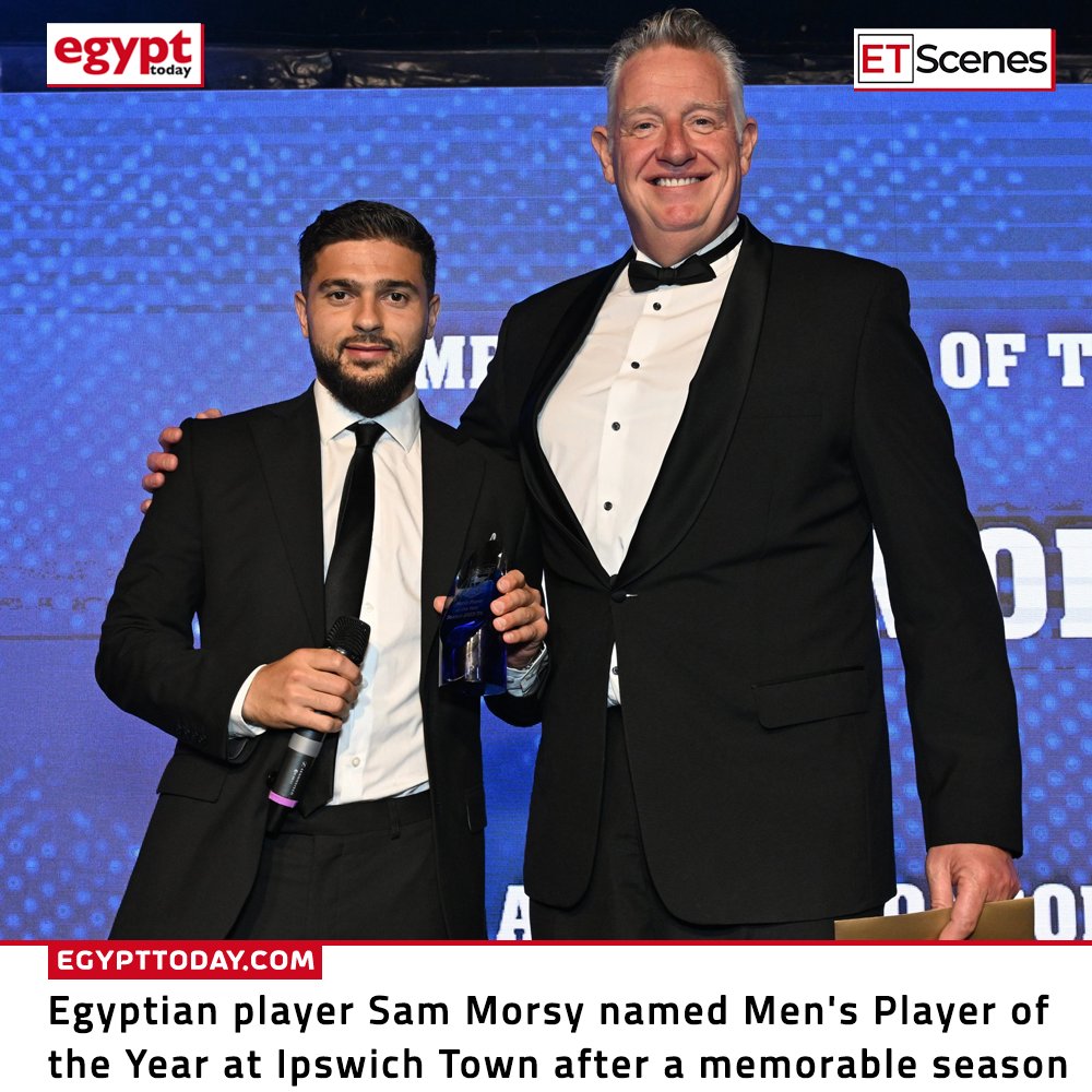 EgyptTodayMag's tweet image. 🥁 Mr Ipswich Town Men's Player of The Year 🥁

Sam Morsy 😍🇪🇬

The Egyptian player Sam Morsy was named Men's Player of the Year at Ipswich Town after a memorable season 👏🏼💙♥

@sammorsy08 #premierleague #Championship #SamMorsy #ITFC | #مصر #سام_مرسي @IpswichTown