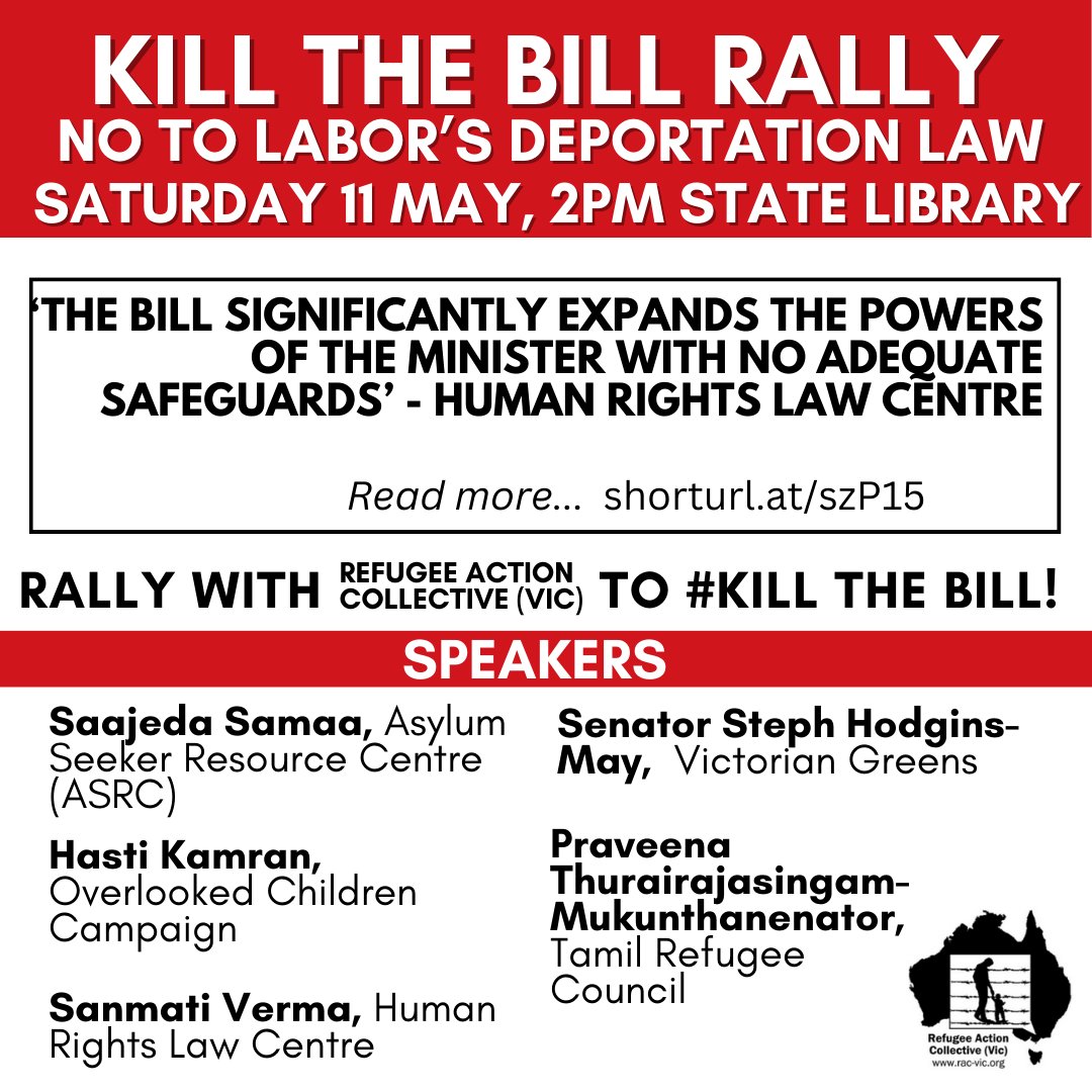 It's time to ##KillTheBill #RefugeesWelcome Come to the rally on Saturday! ##EnoughIsEnough
