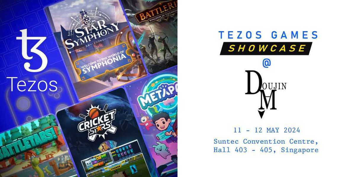 The amazing games built on #Tezos will be on display at Singapore’s largest art convention and exhibition this weekend! Drop by and try out @starsymphony_io, @metapals, @battletabs, @battlerisegame and @Games_Golive! Register now: bit.ly/3UQ8Bbc