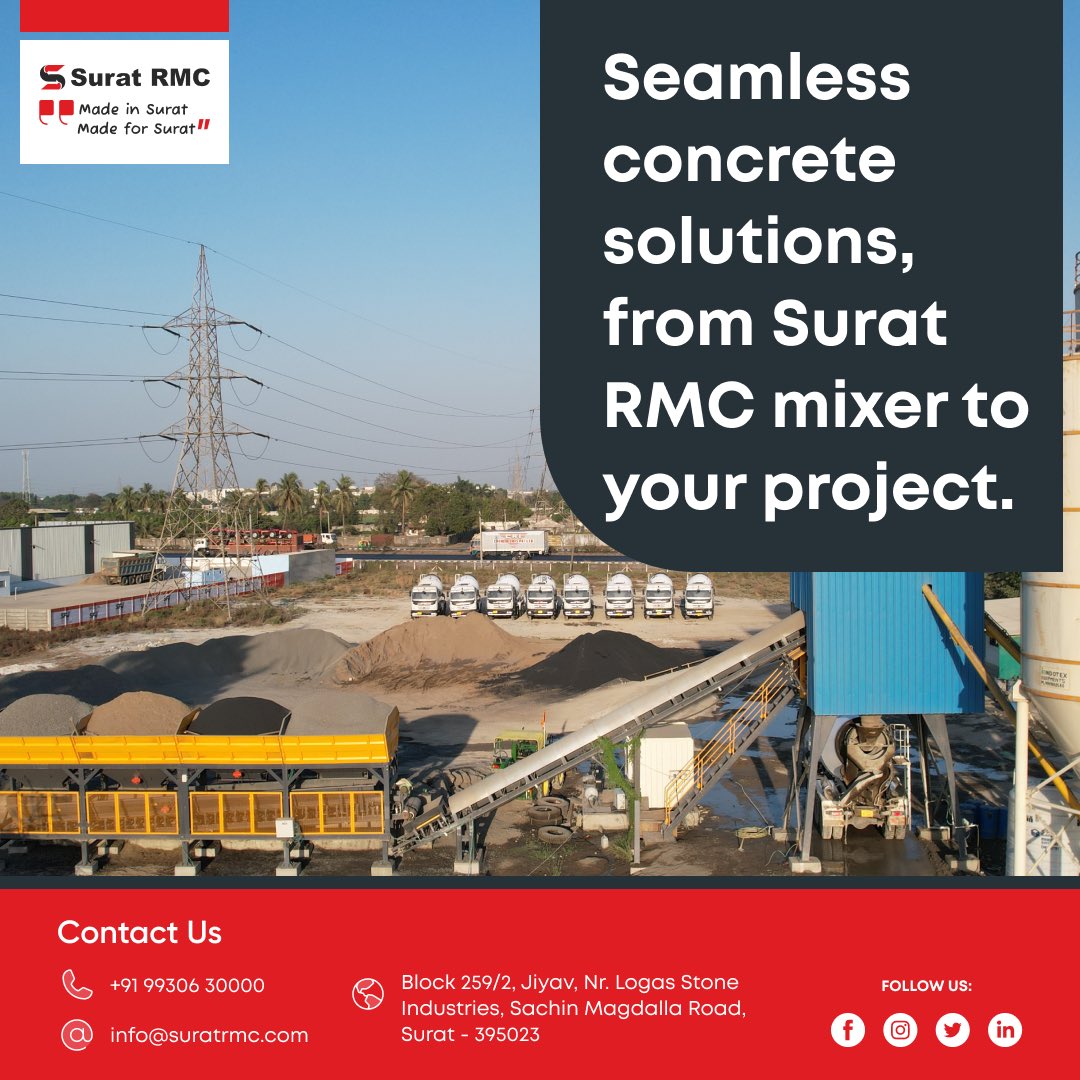 🌟 Introducing Seamless Concrete Solutions! 🏗️ From Surat’s top-notch RMC mixer straight to your project site, we’ve got you covered. Say goodbye to delays and hello to efficiency with our seamless concrete delivery service.

#ConcreteSolutions #SuratRMC #ConstructionExcellence