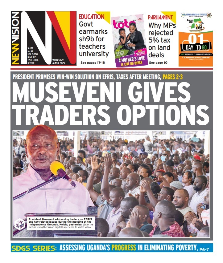 𝐓𝐡𝐞 𝐏𝐫𝐞𝐬𝐬 𝐑𝐞𝐯𝐢𝐞𝐰: ➤ Museveni gives traders options. ➤ Govt borrow UGX. 1.1 trillion to upgrade national roads. ➤ 1 day to the National population and housing Census 2024. #UBCGMU