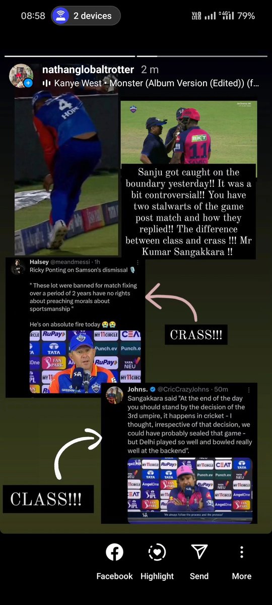 Difference between #Crass and #class , #KumarSangakkara for you!!! #rickyponting #rrvsdc #rajasthanroyals @rajasthanroyals @DelhiCapitals @ESPNcricinfo