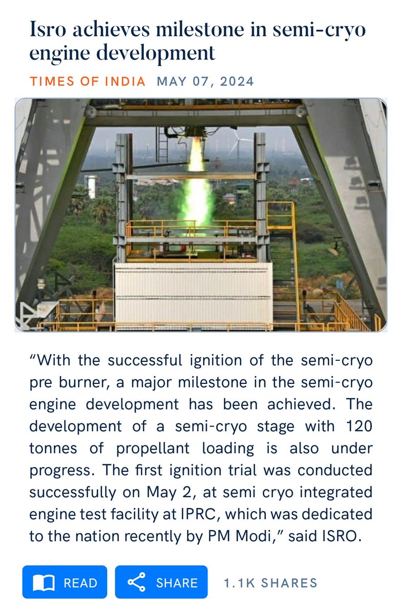 Isro achieves milestone in semi-cryo engine development timesofindia.indiatimes.com/india/isro-ach…