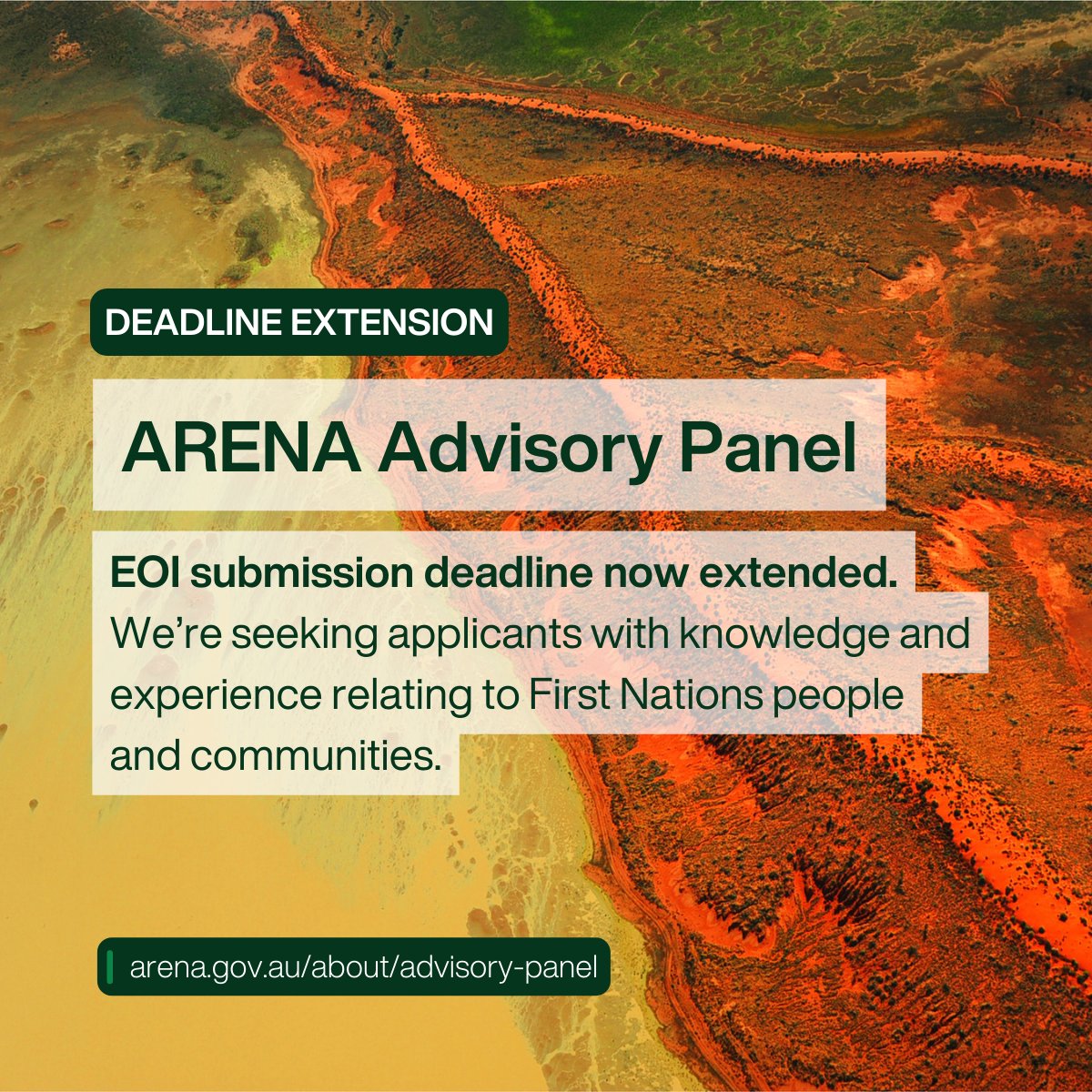 📢EOI deadline extended for ARENA’s Advisory Panel. Our Advisory Panel provides advice on the development & selection of projects & initiatives for funding. We’re seeking applicants with First Nations knowledge & experience. ⏰Apply by Wed 15 May: arena.gov.au/about/advisory…
