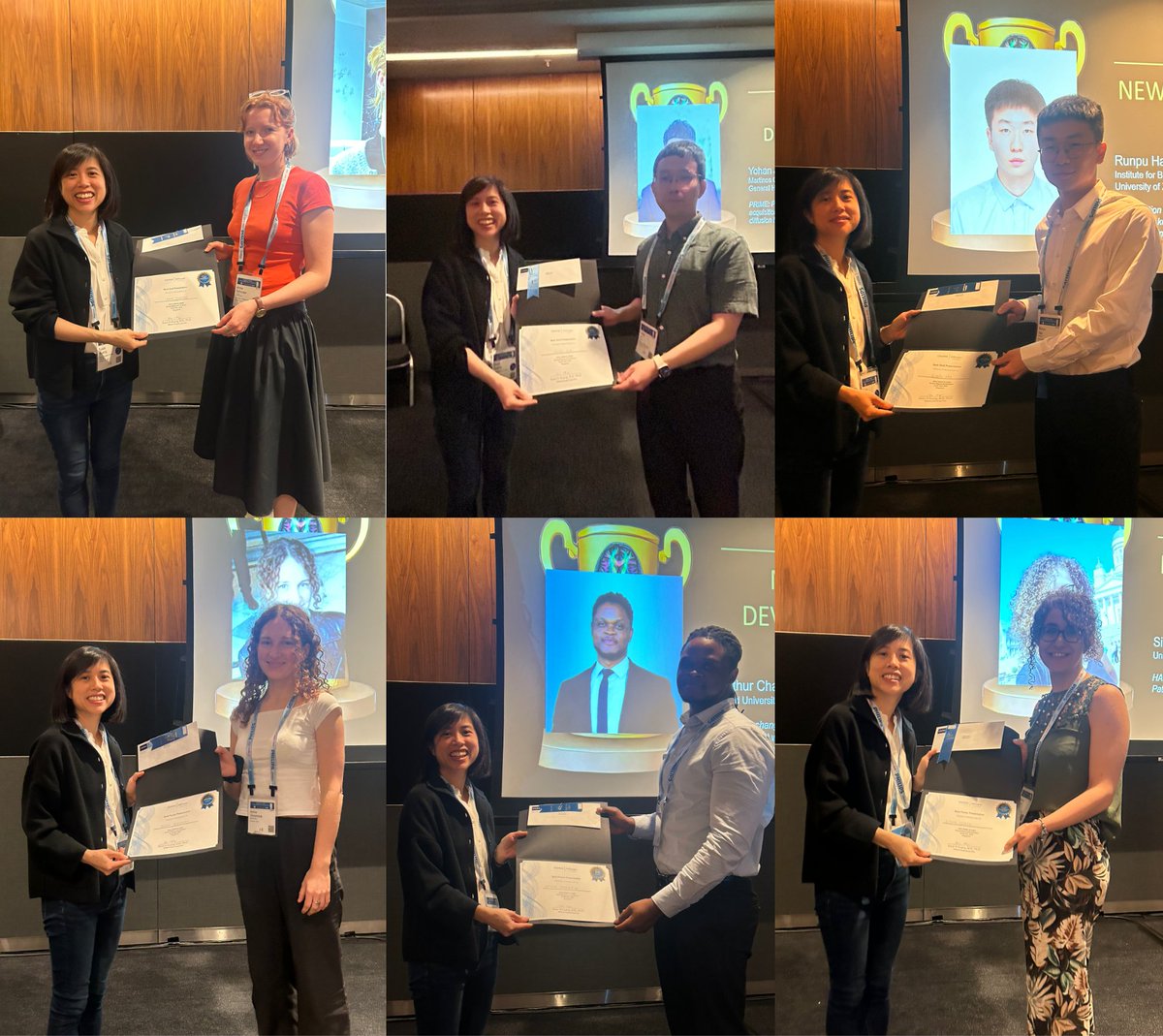 We are at the #ISMRM Annual Meeting in #Singapore and we just gave out some awards for the best trainee presentations in #Diffusion! Congrats Anna, Yohan, Runpu, Anna, Arthur, and Simona on your great work!