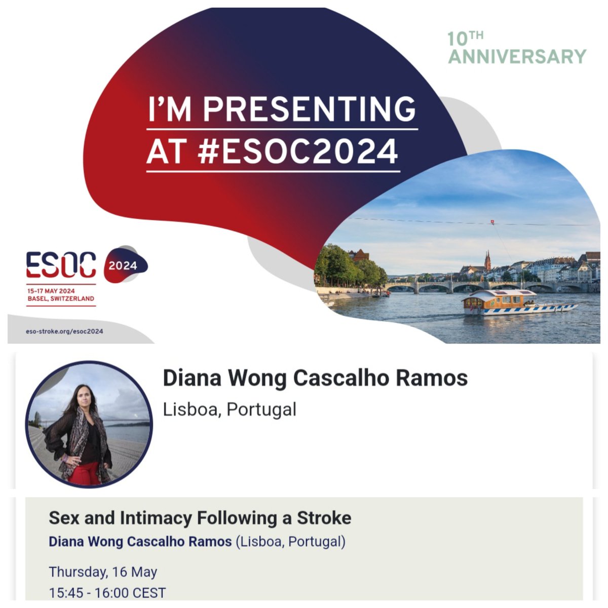 Looking forward to #ESOC2024! I'll be talking about #LifeAfterStroke along with health professionals, but I hope my #StrokeSurvivor insight could deliver a different perspective 💪🏻🧠 @ESOstroke @StrokeEurope @PortugalAVC @GlobalHeartHub @EUCVHAlliance @eupatientsforum @EU_Health