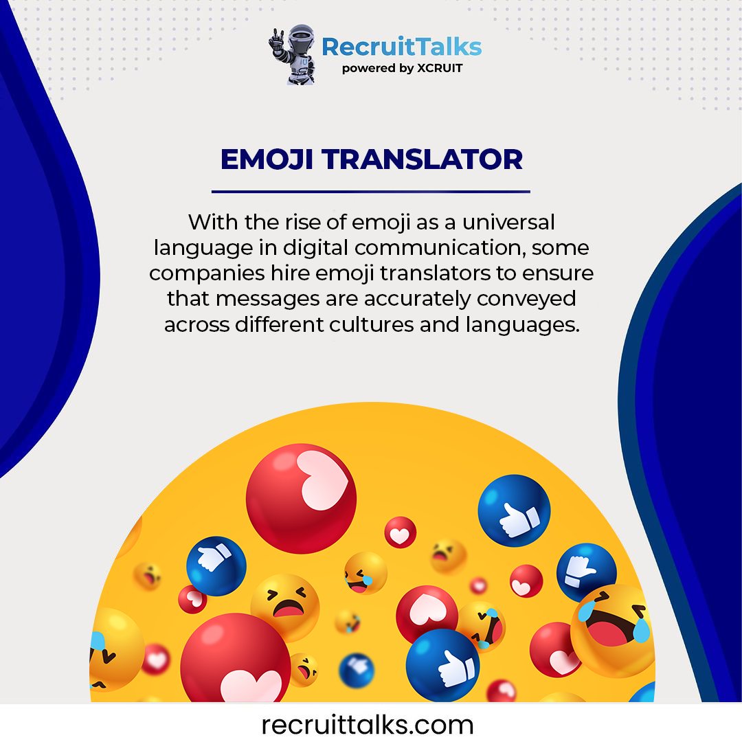 From 🌎 language barriers to 😊 global understanding: The Emoji Translators!
.
.
.
#Recruitorr #IAmRecruitorr #RecruitResearch #UniqueJobs #InterestingFacts