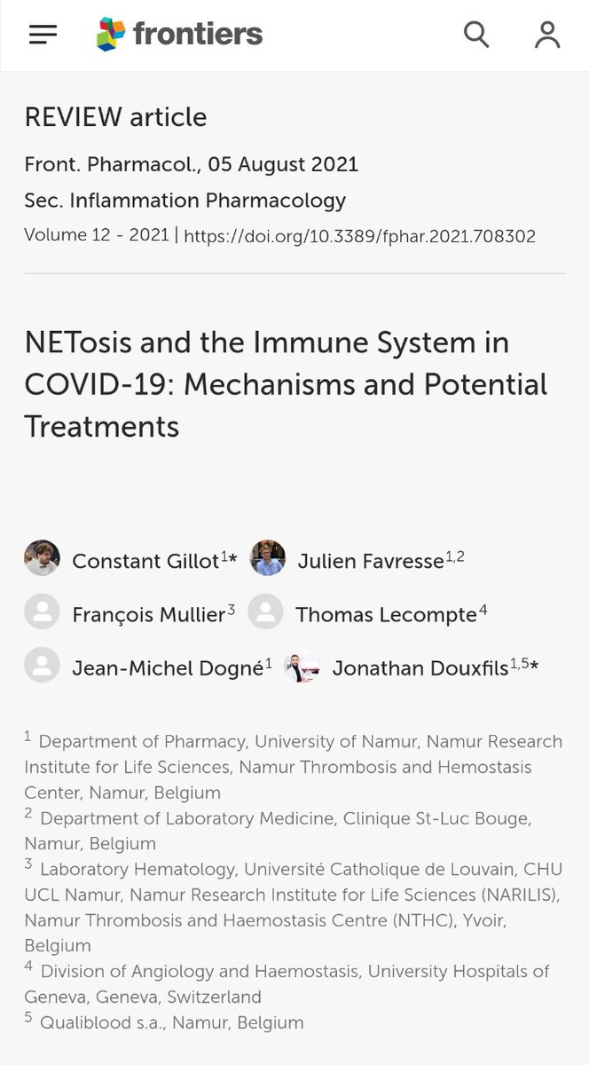Woodynist's tweet image. 2/2
Les rhumatologues auraient pu apporter 1 appui à leurs collègues généralistes car ils connaissent un des symptômes les plus graves de la #covid : l&apos;apparition de #nétose. 
Ils sont donc supposés connaître les traitements curatifs ou mieux, préventifs, adaptés.
#netosis #NETs