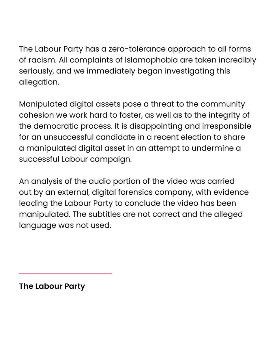 The Labour Party’s statement: