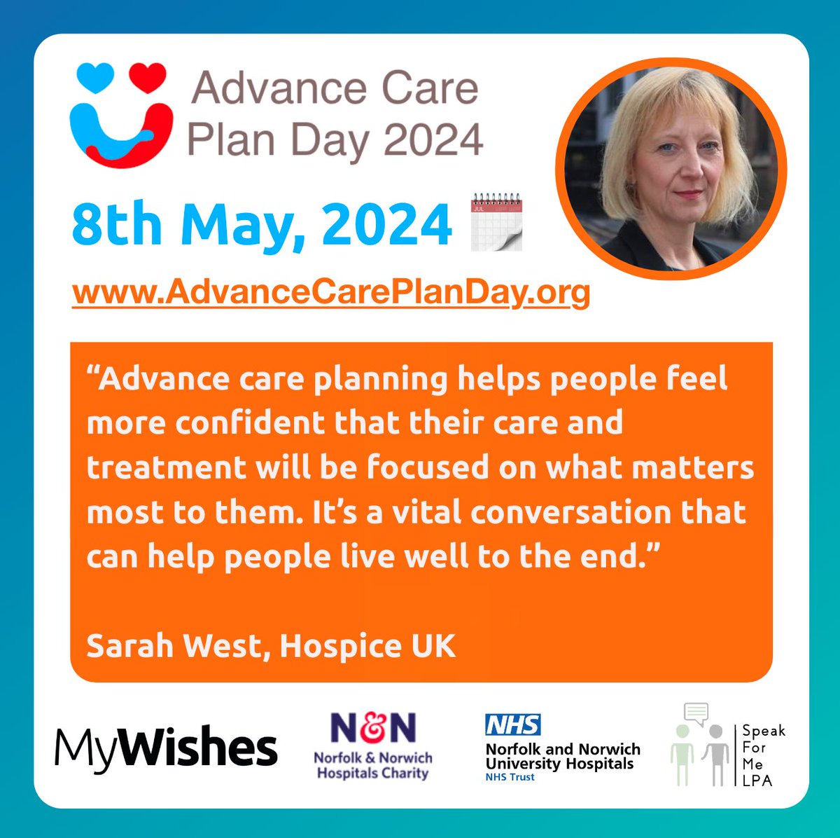 Talking about dying might include making a plan for end of life and the type of care you want to receive. Advance care planning supports people to think ahead about what's most important to them, and we're pleased to support the first ever #ACPDay2024. advancecareplanday.org