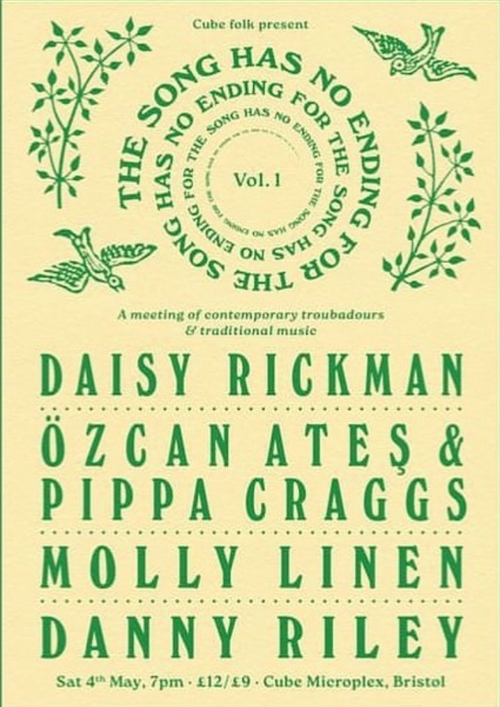 A brilliant evening last Saturday at @CUBECINEMA with Daisy Rickman and a strong supporting line up. The live versions of Rickmans songs plus ace cover versions of other trad stuff made for one of my favourite sets of the yr. Gonna keep an eye out for future gigs.